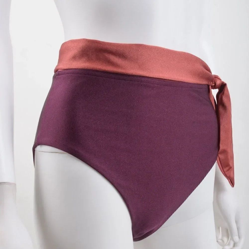 Zimmermann Womens Rosa Colorblock High Rise Bikini Bottoms Purple Sz 2 US 8 NWT - Picture 2 of 6